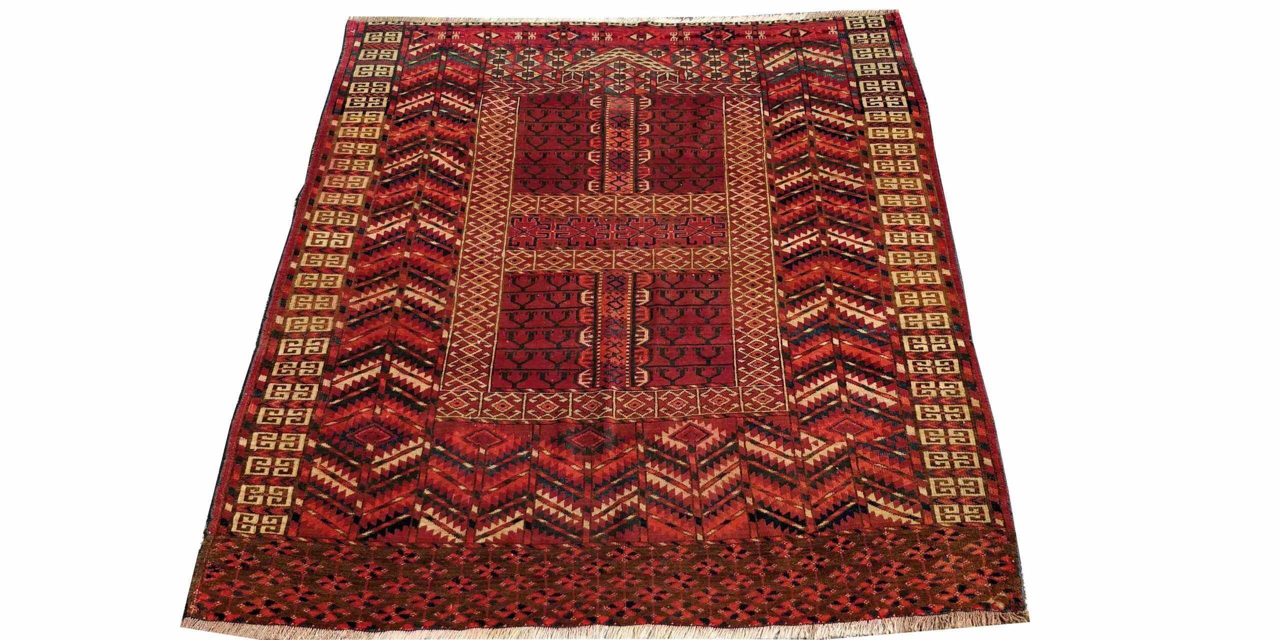 3X5 Burgundy Antique Turkoman Hatchalu Rug 1 4138007 Scaled 1