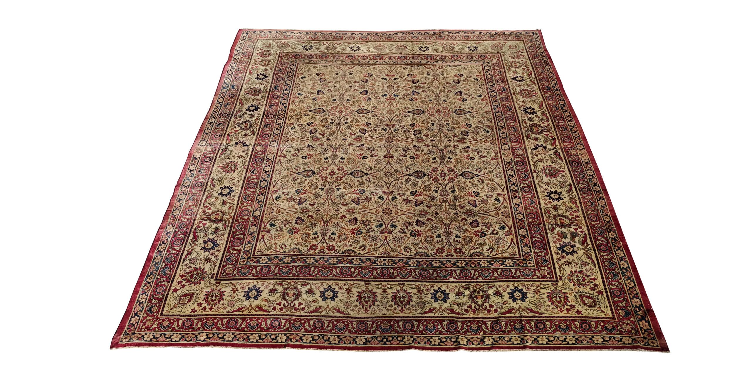 10X14 Light Brown Antique Lavar Kerman Rug 1 0683304 Scaled 1