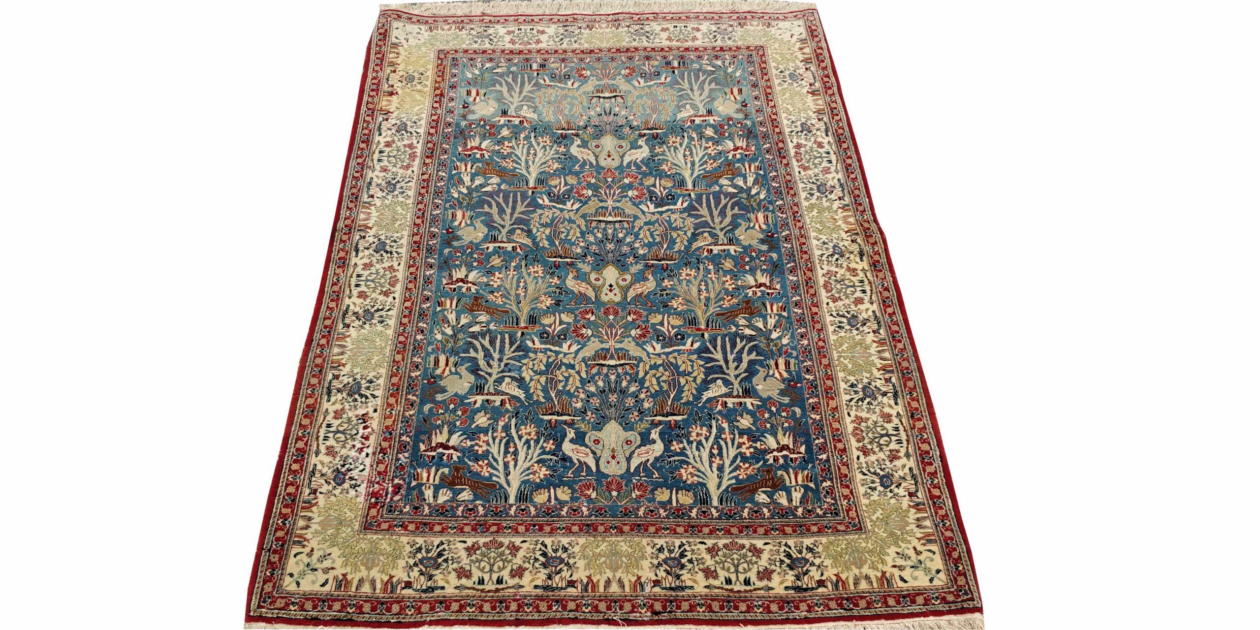 3X5 Persian Blue Antique Isfahan Rug 1 4138043 Scaled 1
