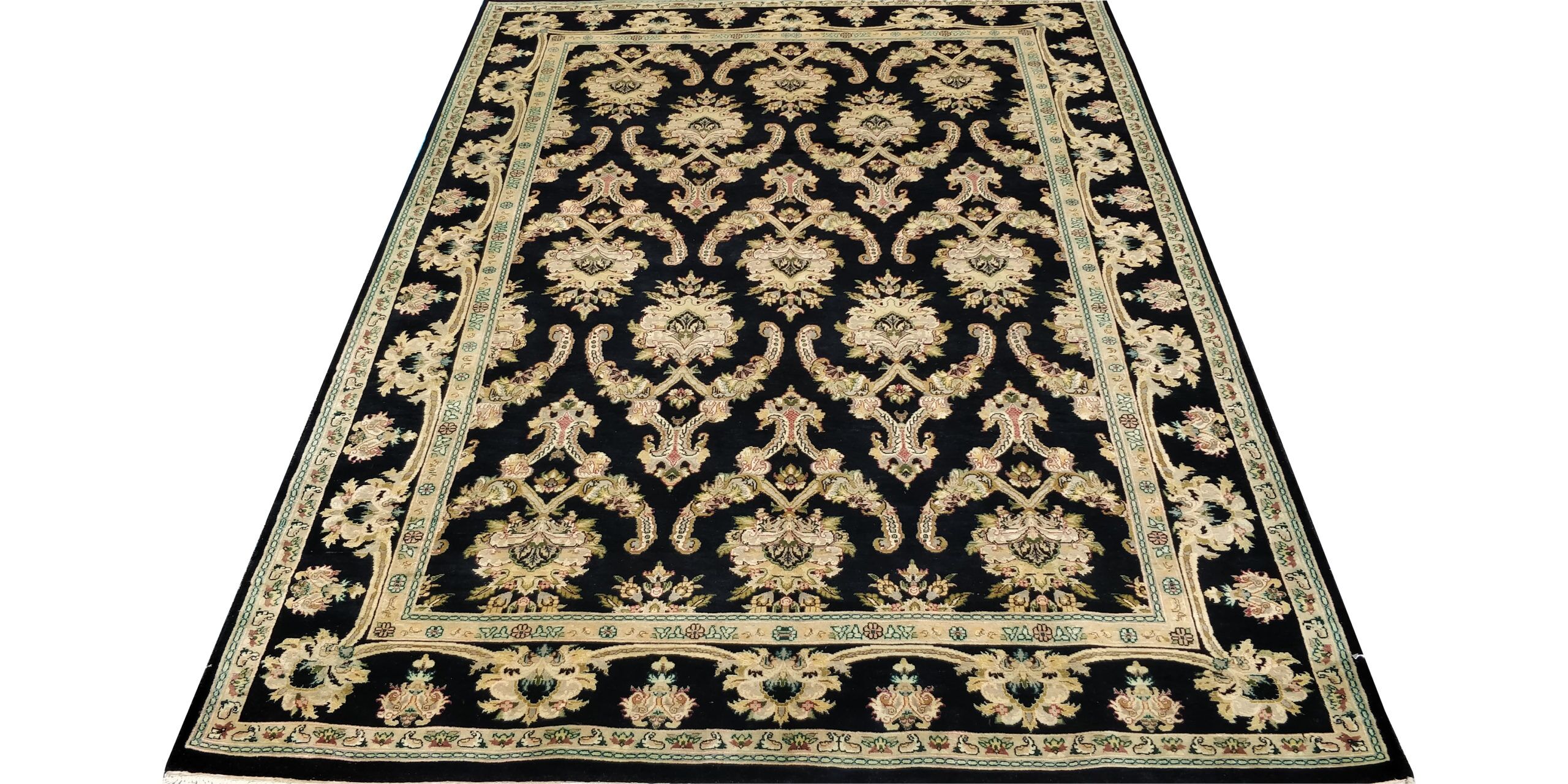 5X7 Navy Blue Semi Antique Agra Rug 1 7730369 Scaled 1