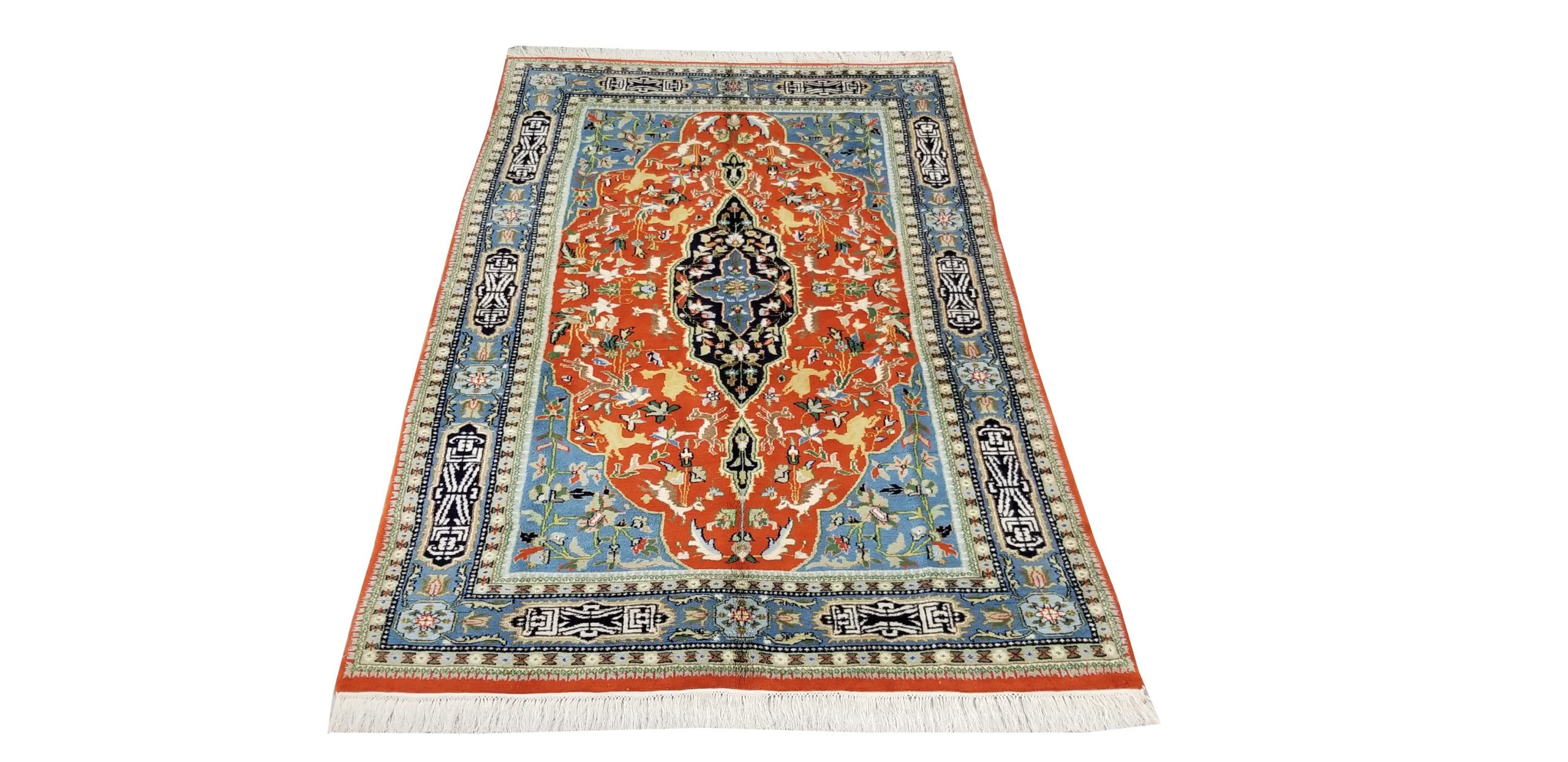 6X9 Orange Antique Hunting Tabriz Rug 1 9590069 Scaled 1